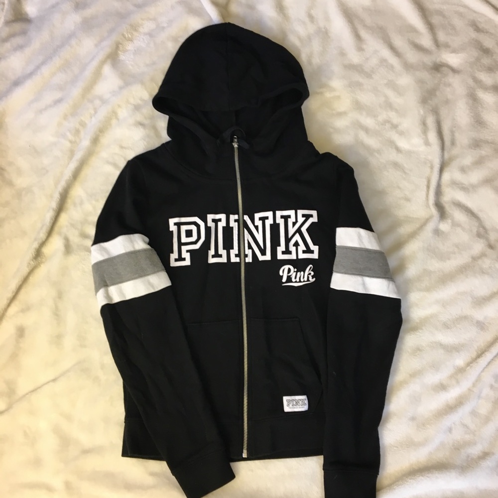 victoria’s secret pink black hoodie